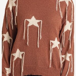 Rock & Roll Denim Brand Brown Star Pattern Sweater
